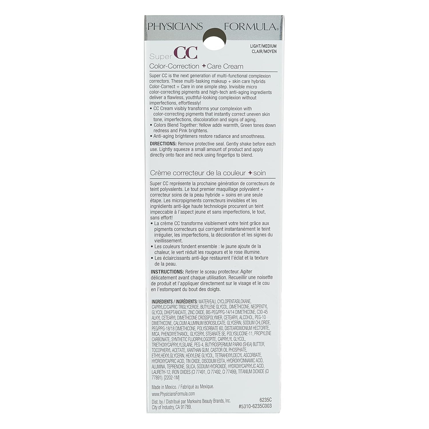 image:imagePhysicians Formula Super CC Cream ColorCorrection  Care Cream Full Coverage Foundation Anti Aging Hydrating Serum For Uneven Skin Tone Dermatologist Approved LightLightMedium