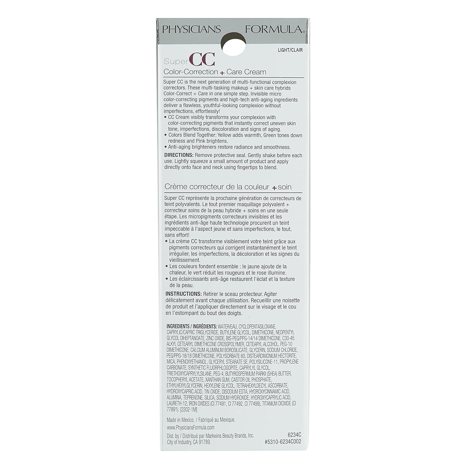 image:imagePhysicians Formula Super CC Cream ColorCorrection  Care Cream Full Coverage Foundation Anti Aging Hydrating Serum For Uneven Skin Tone Dermatologist Approved LightLight
