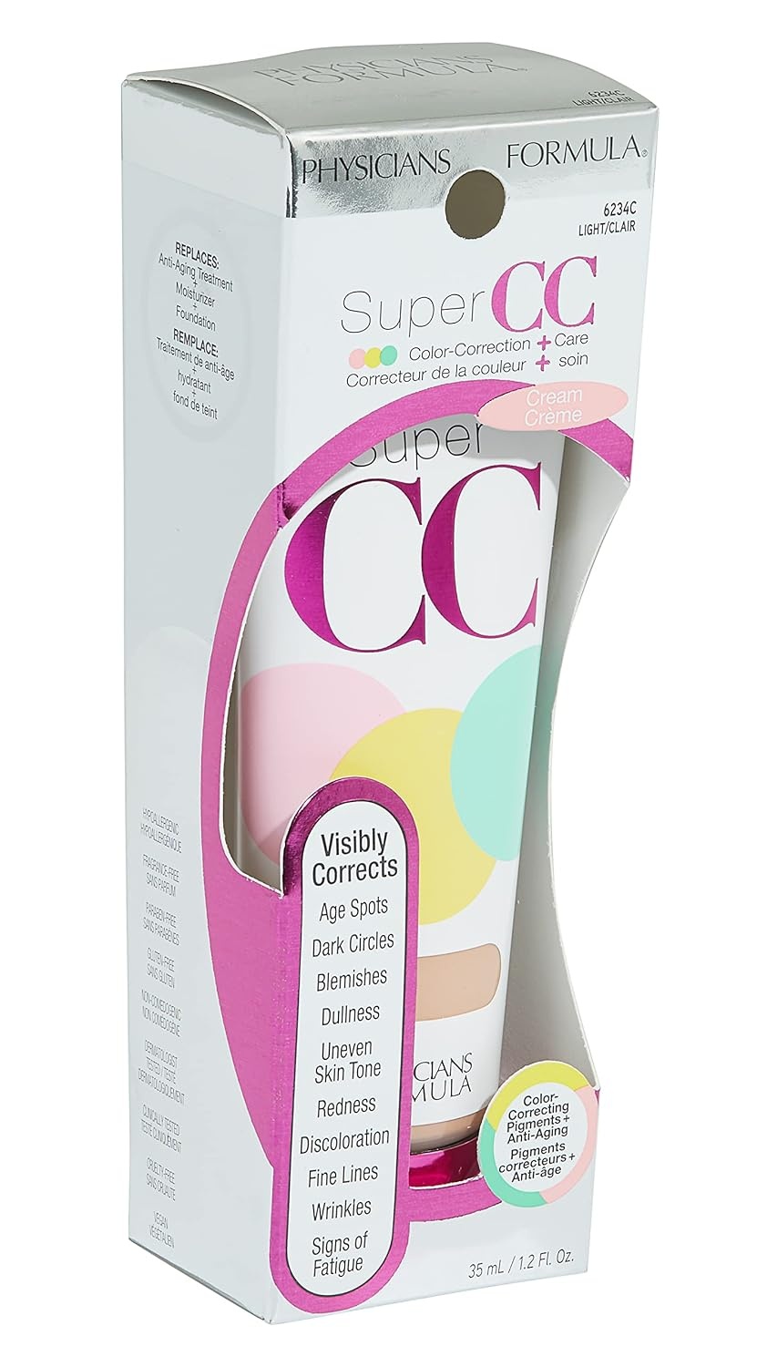 image:imagePhysicians Formula Super CC Cream ColorCorrection  Care Cream Full Coverage Foundation Anti Aging Hydrating Serum For Uneven Skin Tone Dermatologist Approved LightLight