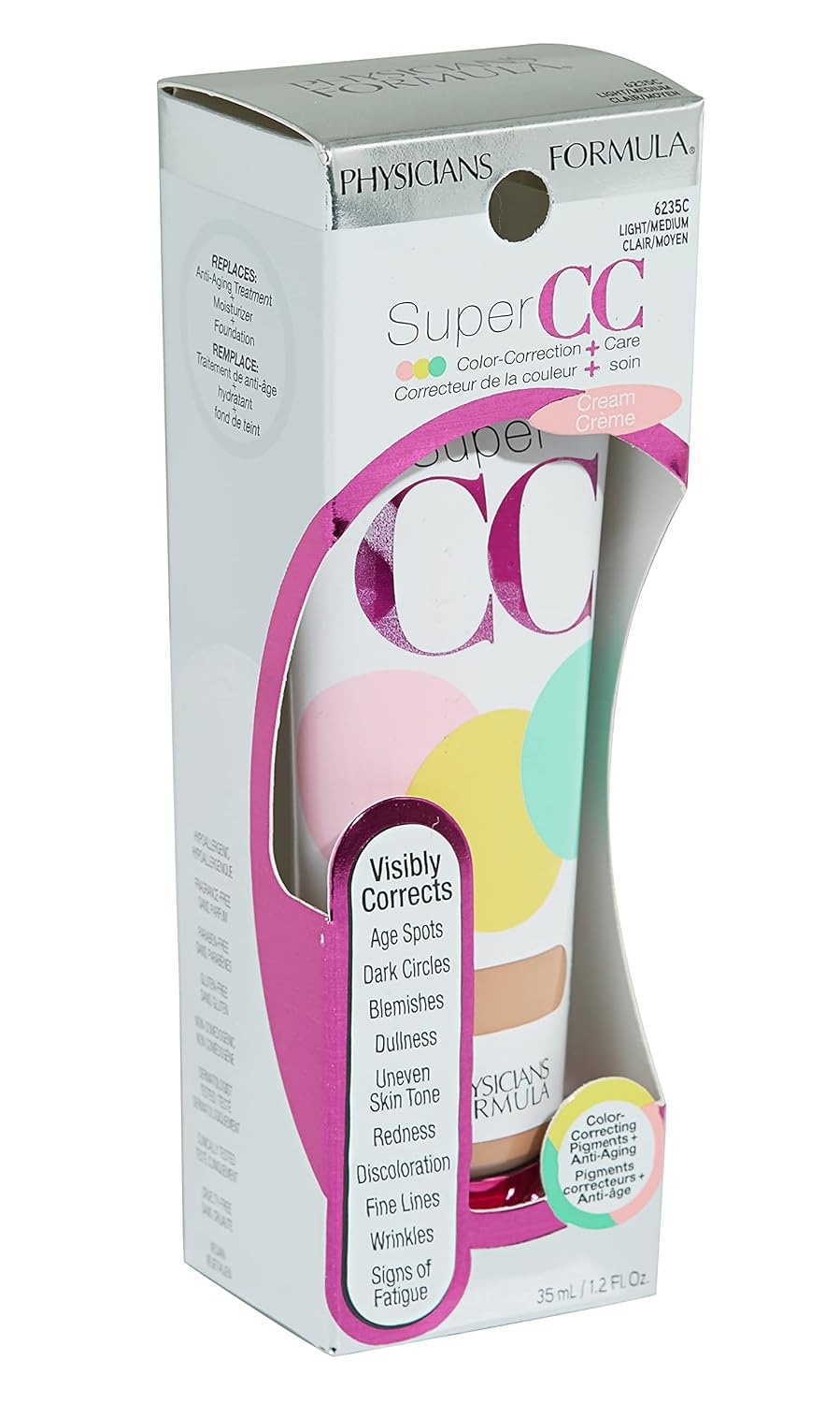 image:imagePhysicians Formula Super CC Cream ColorCorrection  Care Cream Full Coverage Foundation Anti Aging Hydrating Serum For Uneven Skin Tone Dermatologist Approved LightLightMedium